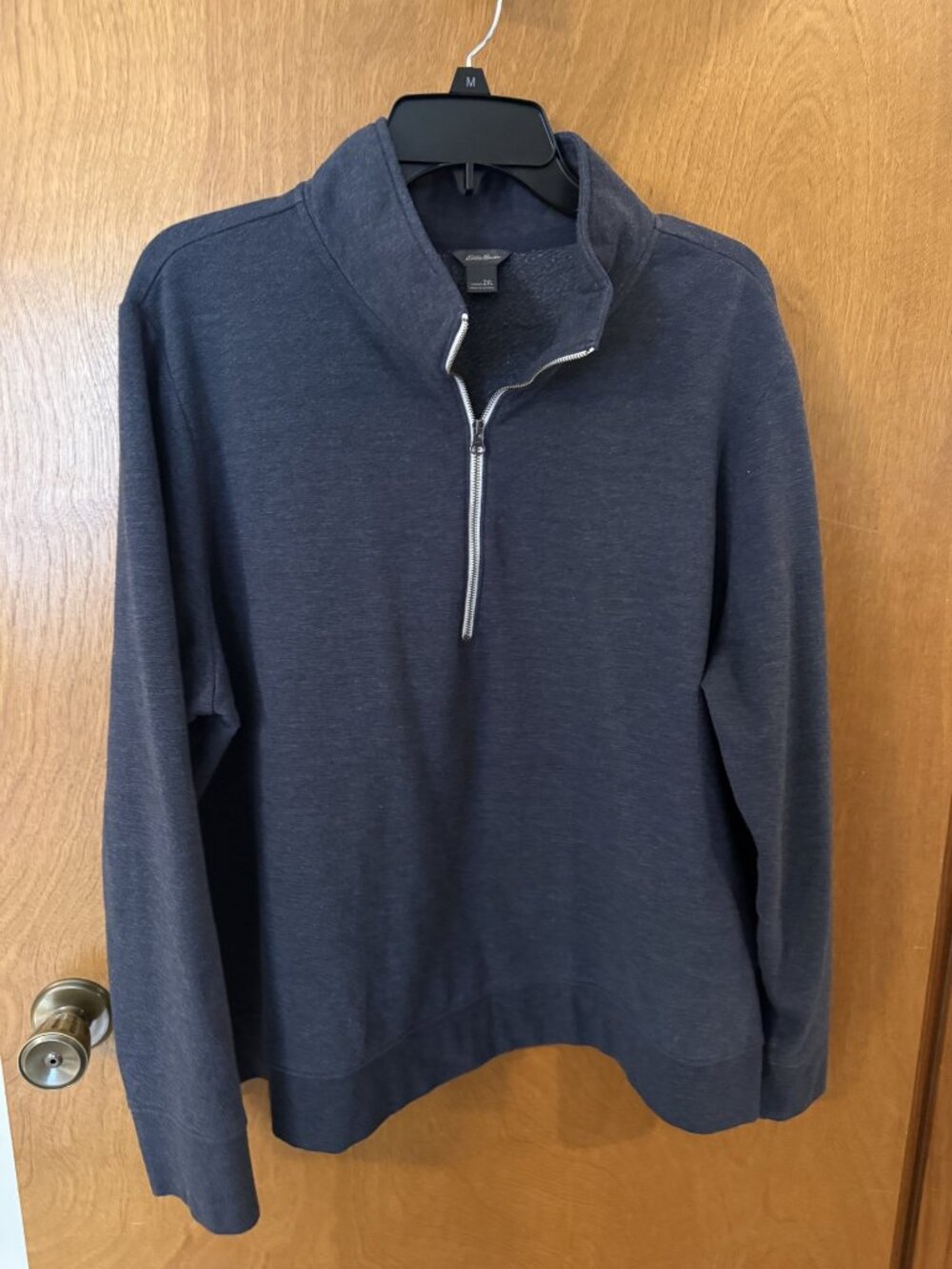 Eddie Bauer Womens Camp Fleece Pullover Size 2XL Navy Blue 1/4 Zip Long Sleeve